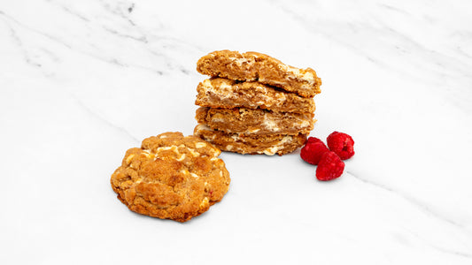 Raspberry white choc chip cookie
